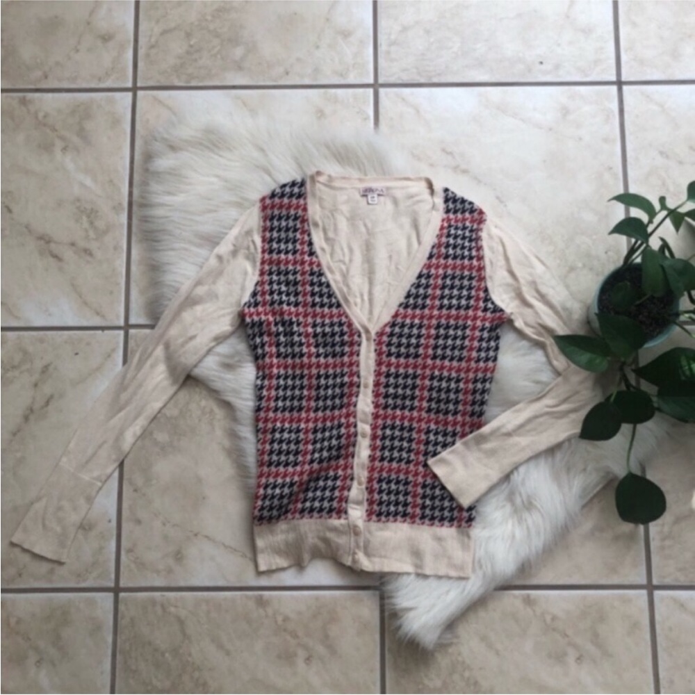Merino Houndstooth Cardigan